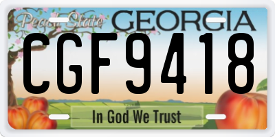 GA license plate CGF9418