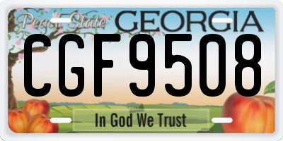 GA license plate CGF9508