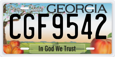 GA license plate CGF9542