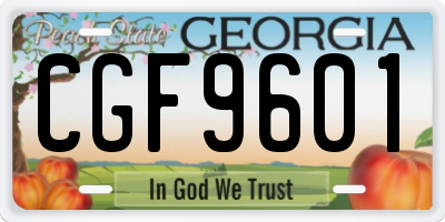 GA license plate CGF9601