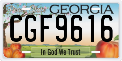 GA license plate CGF9616