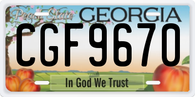 GA license plate CGF9670
