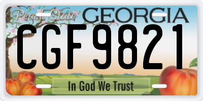 GA license plate CGF9821