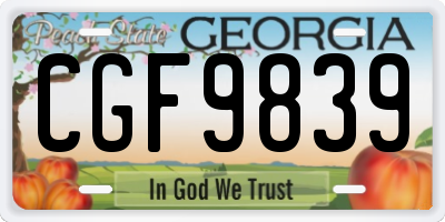 GA license plate CGF9839