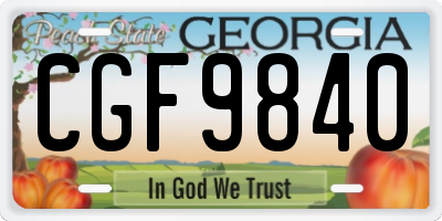 GA license plate CGF9840