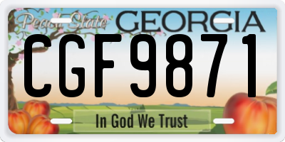 GA license plate CGF9871