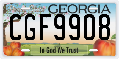 GA license plate CGF9908