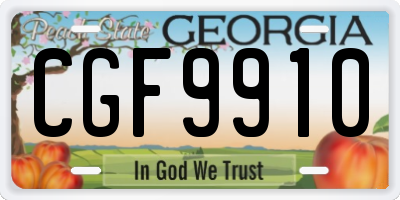 GA license plate CGF9910