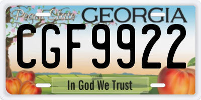 GA license plate CGF9922