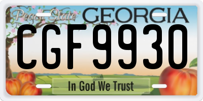 GA license plate CGF9930