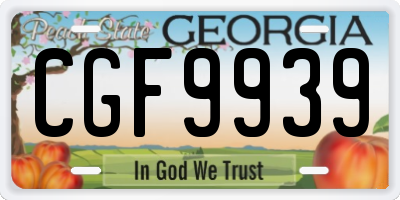 GA license plate CGF9939