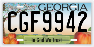 GA license plate CGF9942