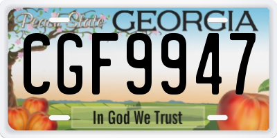 GA license plate CGF9947