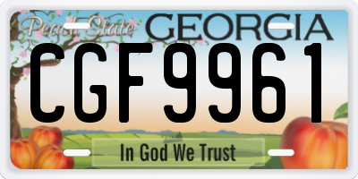 GA license plate CGF9961
