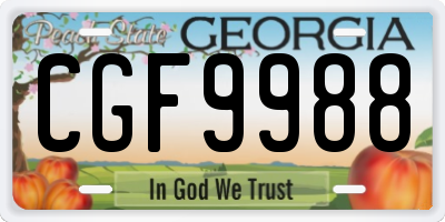 GA license plate CGF9988