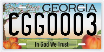 GA license plate CGG0003