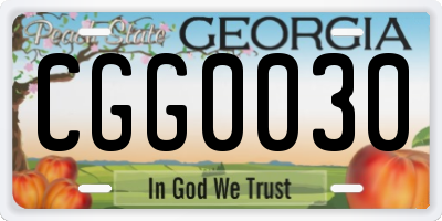 GA license plate CGG0030