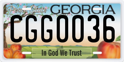 GA license plate CGG0036