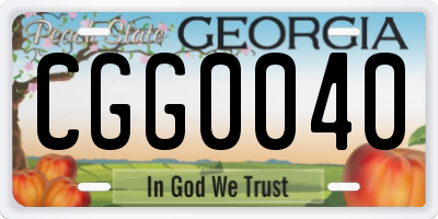 GA license plate CGG0040