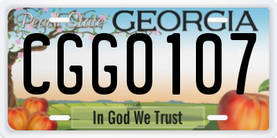 GA license plate CGG0107
