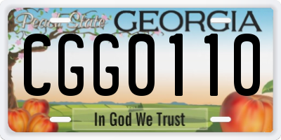 GA license plate CGG0110