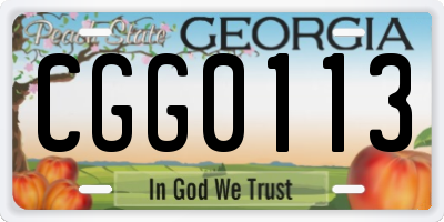 GA license plate CGG0113