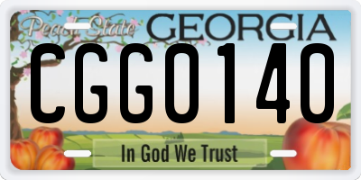 GA license plate CGG0140