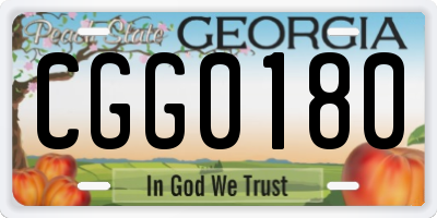 GA license plate CGG0180