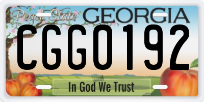 GA license plate CGG0192