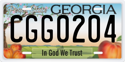 GA license plate CGG0204