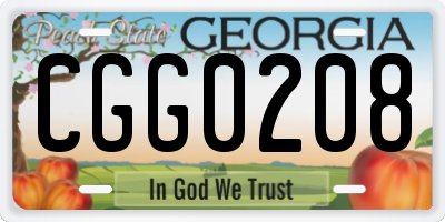 GA license plate CGG0208