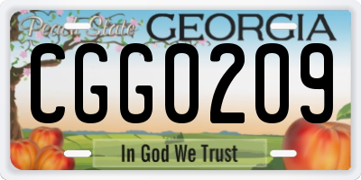 GA license plate CGG0209