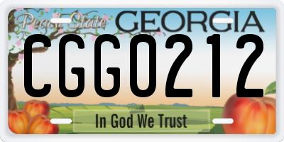 GA license plate CGG0212