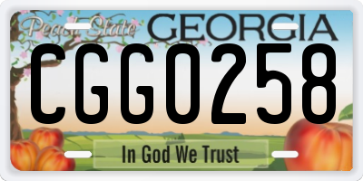 GA license plate CGG0258