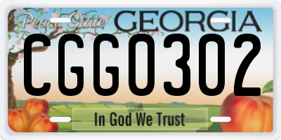 GA license plate CGG0302