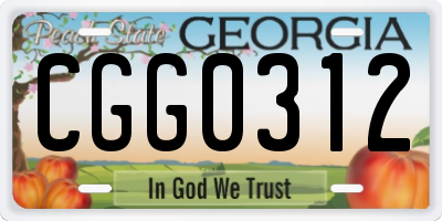 GA license plate CGG0312