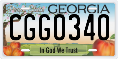 GA license plate CGG0340