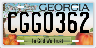 GA license plate CGG0362