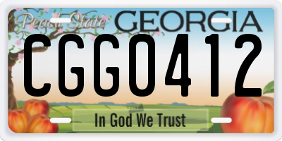 GA license plate CGG0412