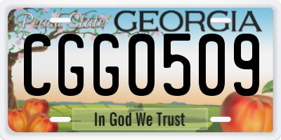 GA license plate CGG0509