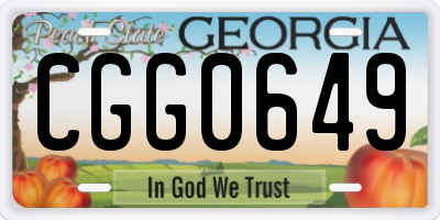 GA license plate CGG0649