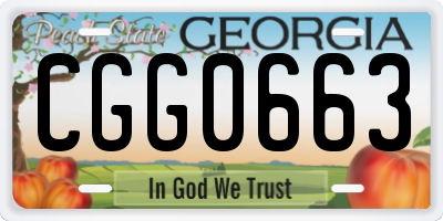 GA license plate CGG0663