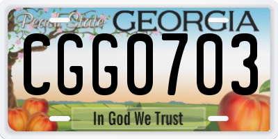 GA license plate CGG0703