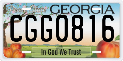 GA license plate CGG0816