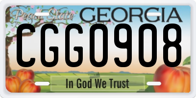 GA license plate CGG0908