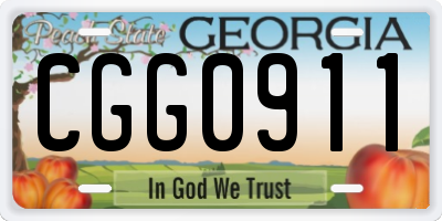 GA license plate CGG0911