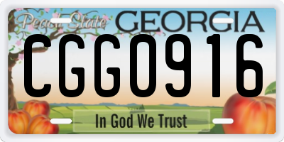 GA license plate CGG0916