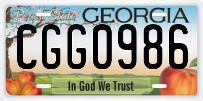 GA license plate CGG0986