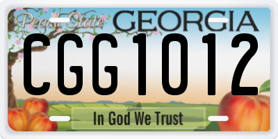 GA license plate CGG1012
