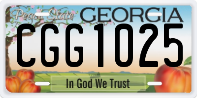 GA license plate CGG1025